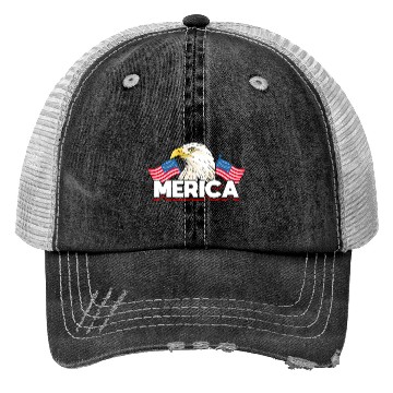 Discover Merica Bald Eagle US Flag Independence Trucker Hats