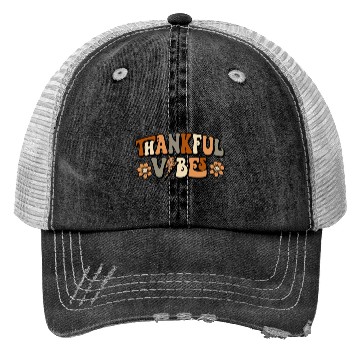 Discover Retro Thankful Vibes Leopard Print Trucker Hats
