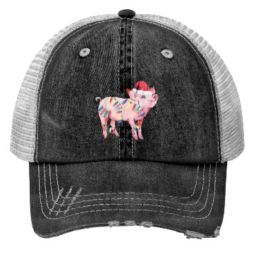 Discover Santa Pig Christmas Lights Pig Lover Christmas Trucker Hats
