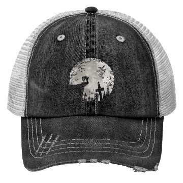 Discover Halloween Black Cat Werewolf Full Moon Bats trick Trucker Hats