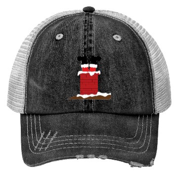Discover Funny Santa Claus Stuck in chimney Trucker Hats