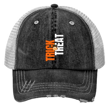 Discover trick or treat Typography Saying Trucker Hats