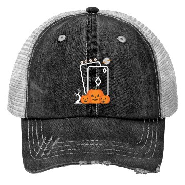Discover playing card Pumpkin halloween Trucker Hats