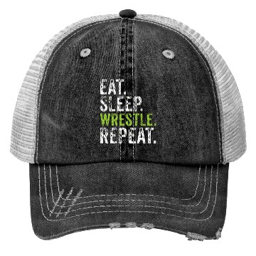 Discover Eat Sleep Wrestle Repeat Sport Wrestler Player Tea Trucker Hats