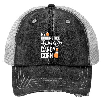 Discover My Broomstick Runs On Candy Corn Trucker Hats