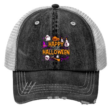Discover Pumpkin Lantern Skull Ghost Happy Halloween Trucker Hats