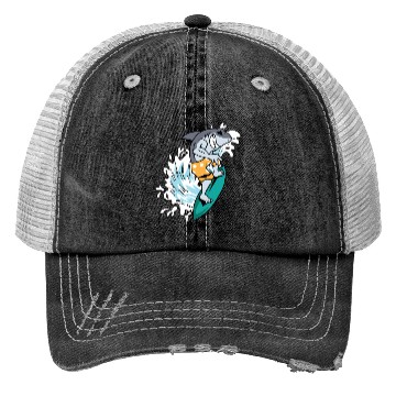 Discover Surfing Shark Wind Surfer Gift Trucker Hats