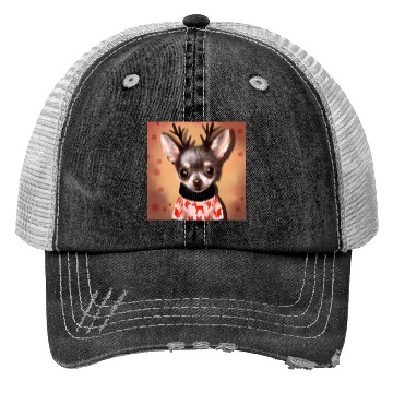 Discover Sweet happy, dog Chihuahua in a Christmas sweater Trucker Hats