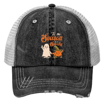 Discover Cute Spooky Pumpkin Ghost Halloween Season Trucker Hats