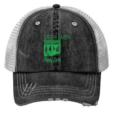 Discover Green Earth Happy Earth Earth Protection Support Trucker Hats