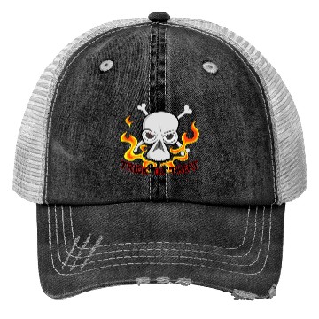 Discover Trick or Treat Cartoon Horror Fiery Skull Trucker Hats