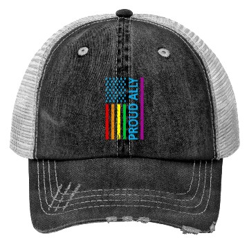 Discover Proud Ally LGBT Supporter Gay Pride Rainbow Flag Trucker Hats