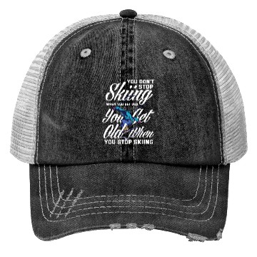 Discover Skiing Old Man Grandpa Gift Ski Hobby Trucker Hats