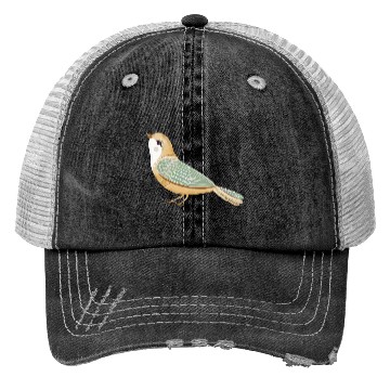 Discover Folk art little fancy bird Trucker Hats