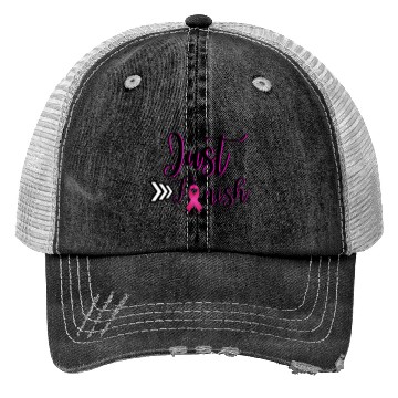 Discover Just Finish-Pink for the Cure Trucker Hats