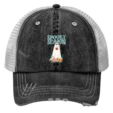 Discover Funny Floral Ghost Halloween Spooky Season Trucker Hats