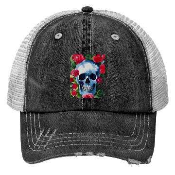 Discover Skull and Roses - Garden Of Roses Trucker Hats