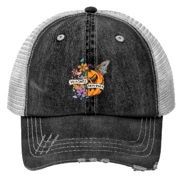 Discover Funny Pumpkin Halloween Sorta Sweet Sorta Spooky Trucker Hats