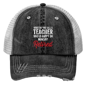 Discover Happy On Monday Retired Teacher Retirement Gift Trucker Hats