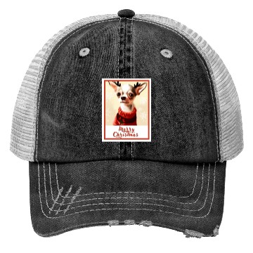 Discover Christmas portrait of a little chihuahua dog. Trucker Hats