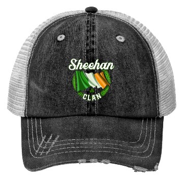 Discover Sheehan Surname Irish Last Name Ireland Flag Trucker Hats