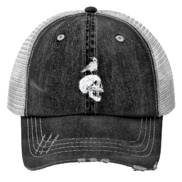 Discover Crow on a Bone Head Raven Bird Trucker Hats