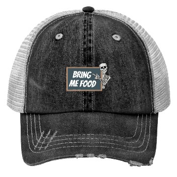 Discover Bring Me Food Please, Blackboard Skeleton Teacher Trucker Hats