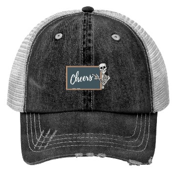 Discover Cheers Crayon Blackboard Skeleton Teacher Trucker Hats