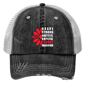 Discover Stroke Awareness Brave Strong Grateful Stroke Trucker Hats