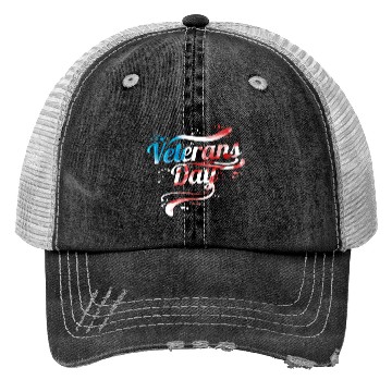 Discover US Flag Colored Logo For Veterans Day Trucker Hats