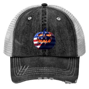 Discover Halloween Pumpkin USA Trucker Hats
