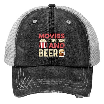 Discover Movie Popcorn Beer Movie Critic Gift Trucker Hats