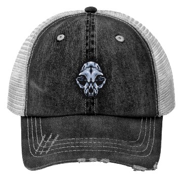 Discover Cat Skull Bursting out gray scale oddities Trucker Hats
