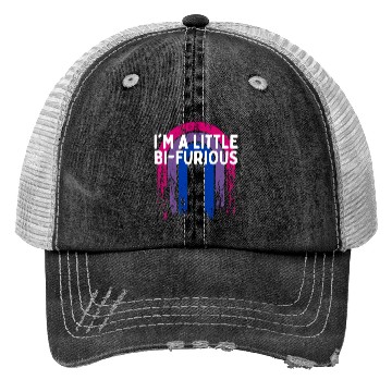 Discover I'm a Little Bi-Furious Bisexual LGBTQ Bi Pride Trucker Hats