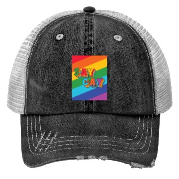 Discover LBGT Flag Gay Pride Human Vintage Rainbow Trucker Hats