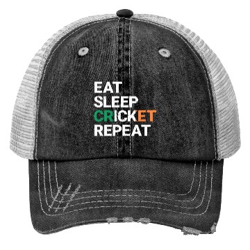 Discover Eat Sleep Cricket Repeat Ireland Flag Sports Gift Trucker Hats