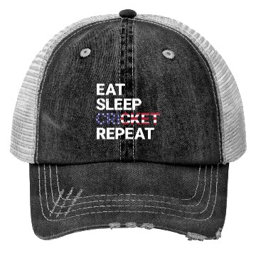 Discover Eat Sleep Cricket Repeat USA Flag Sports Gift Trucker Hats