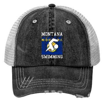 Discover Montana Flag Swimming Team Swim Swimmer US State Trucker Hats