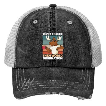 Discover Moose Elk Coffee Sunglasses Trucker Hats