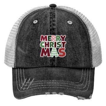 Discover Merry Christmas Motif Plaid Pattern Trucker Hats