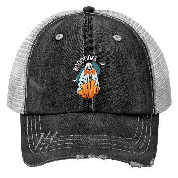 Discover Ghost Book Reading Teacher School Funny Halloween Trucker Hats