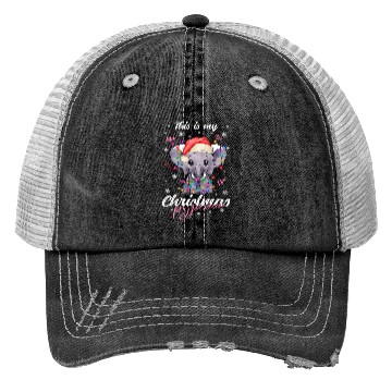Discover Winter Christmas Pyjama Elephant Trucker Hats