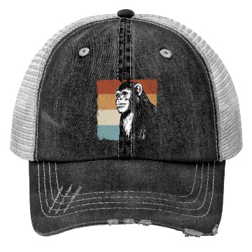 Discover Monkey Chimpanzee Orangutan Monkey - Retro Monkey Trucker Hats