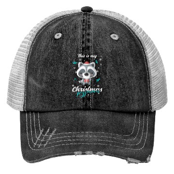 Discover Winter Christmas Pyjama Raccoon Trucker Hats