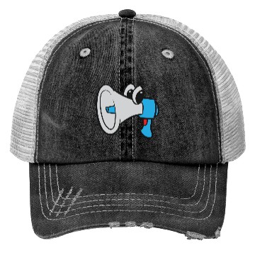 Discover Bullhorn / Megaphone - Blue with eyes Trucker Hats