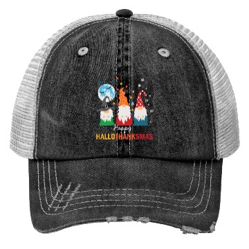 Discover Happy Hallothanksmas Gnomes Lover Halloween Trucker Hats