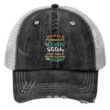 Discover Weekend Forecast Cross Stitch Trucker Hats