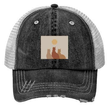 Discover Abstract Boho Cats Relaxed Aesthetic Beige Minimal Trucker Hats