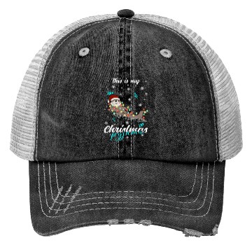 Discover Winter Christmas Pyjama Otter Trucker Hats