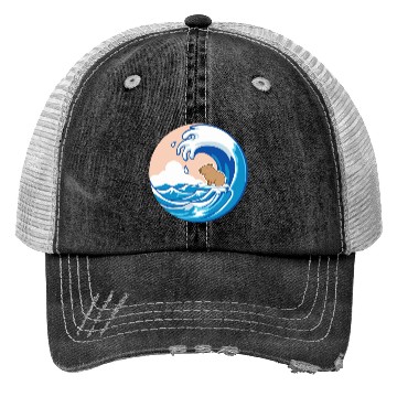 Discover Wave Capybara Surfing Rodent Funny Animal Lover Trucker Hats